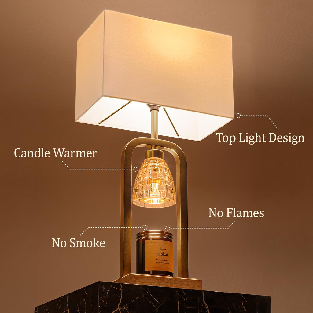 2 in 1 Gold Table Lamp with Candle Warmer S40274