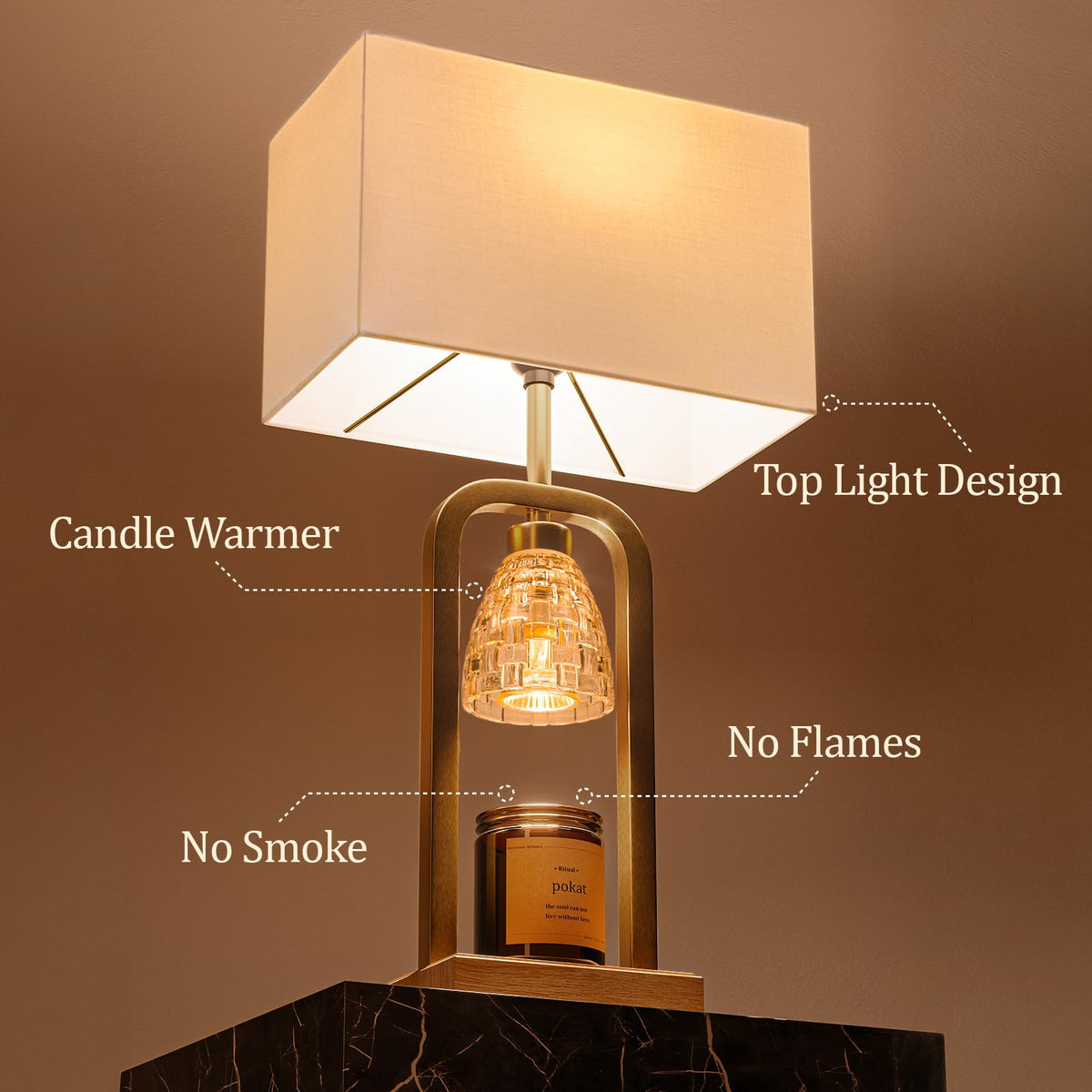 2 in 1 Gold Table Lamp with Candle Warmer S40274