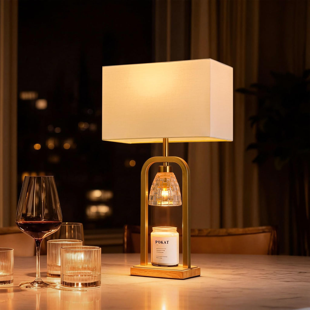2 in 1 Gold Table Lamp with Candle Warmer S40274