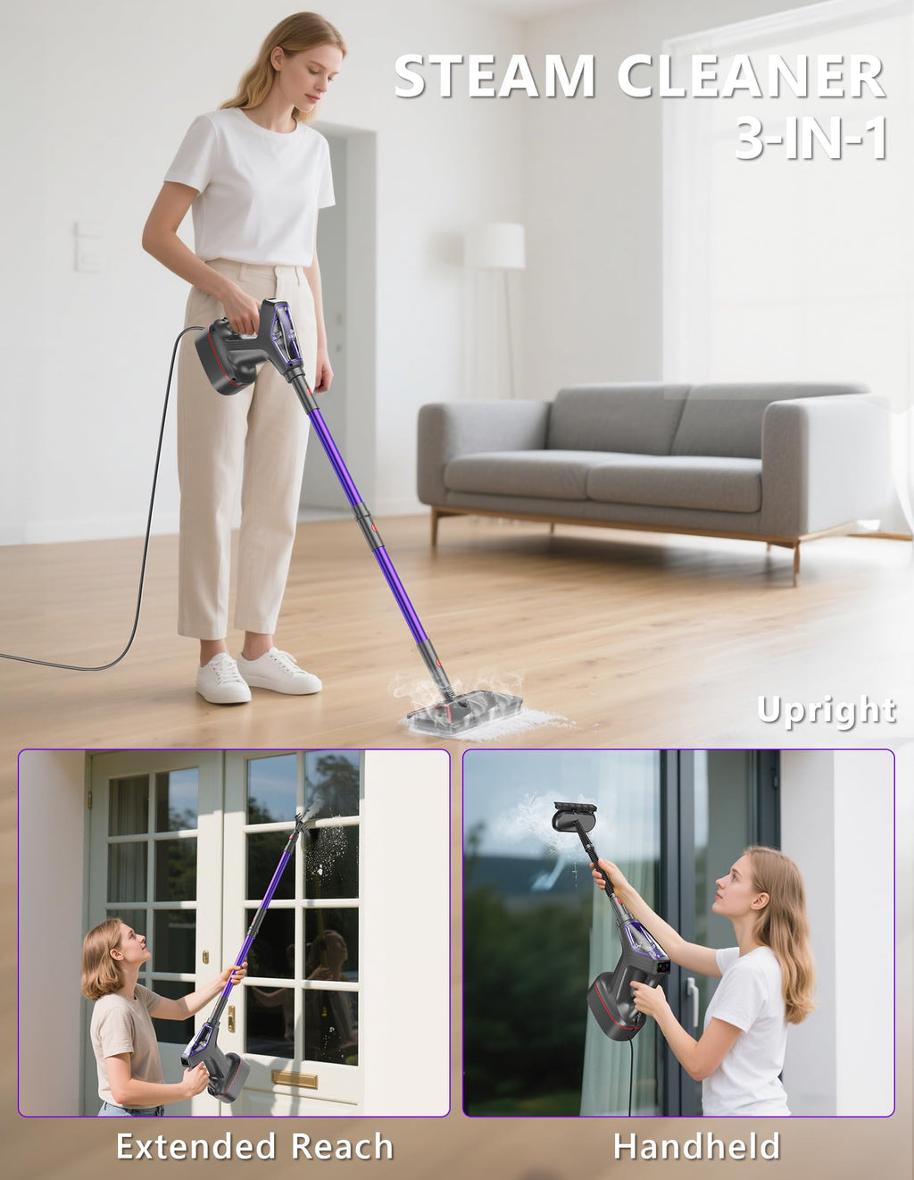Heavy Duty All-in-One Steam Mop with Detachable Handheld Steamer V123767