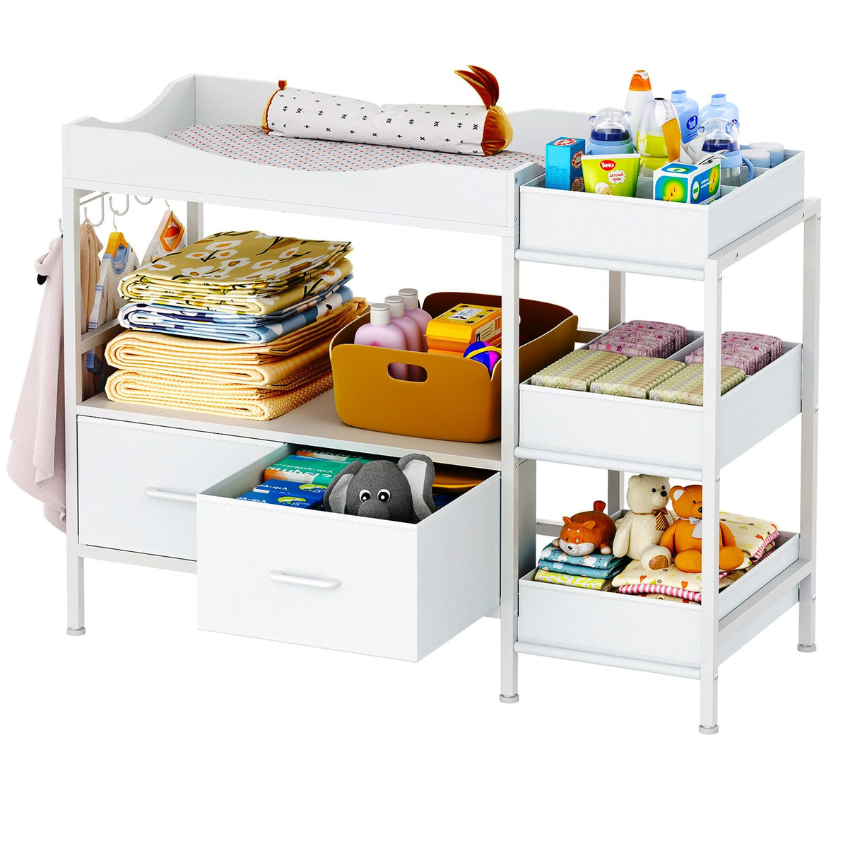 White Baby Changing Table with Storage K505352
