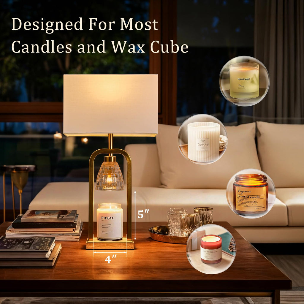 2 in 1 Gold Table Lamp with Candle Warmer S40274