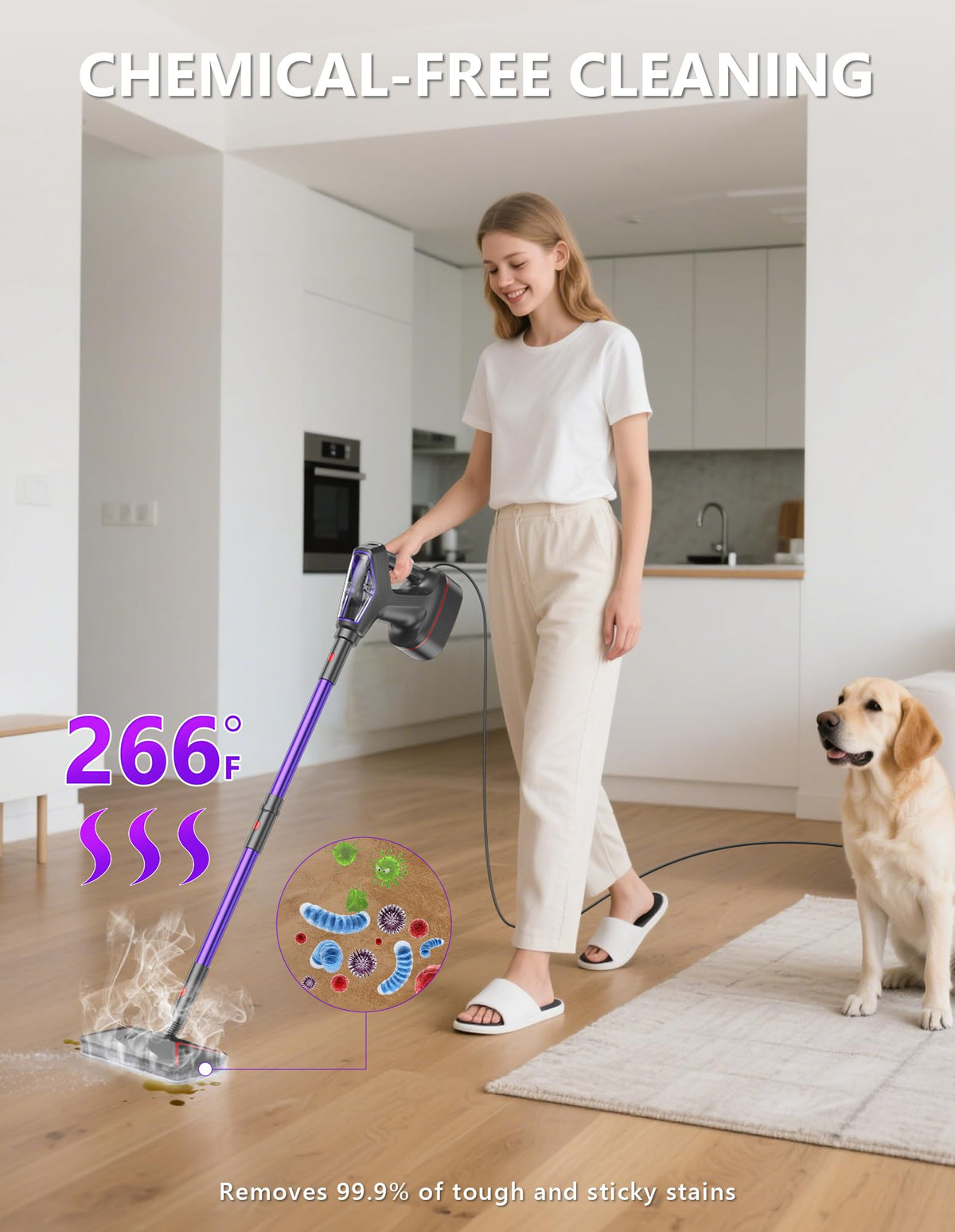 Heavy Duty All-in-One Steam Mop with Detachable Handheld Steamer V123767