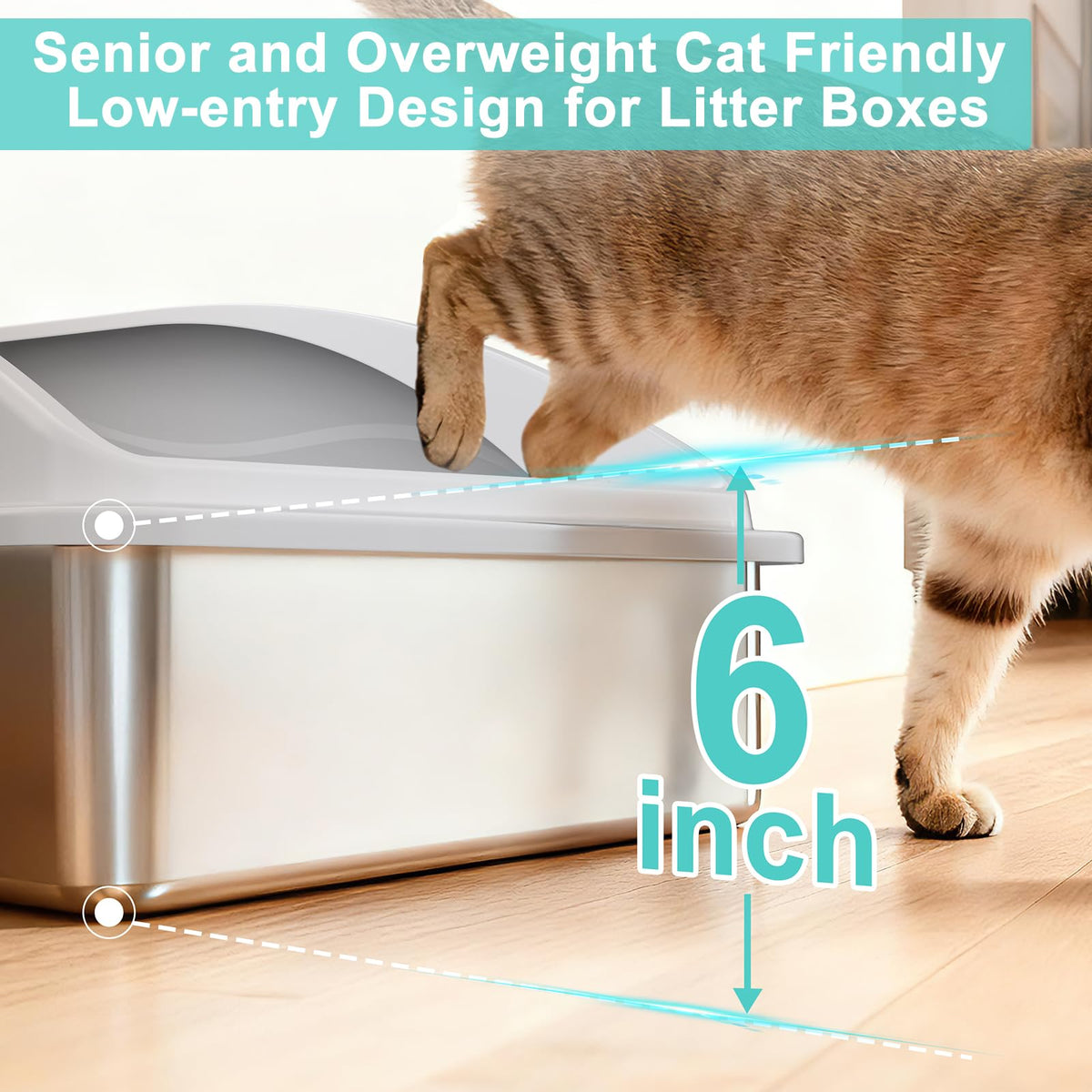 XL Enclosed High Sided Stainless Steel Cat Litter Box with Lid M8844