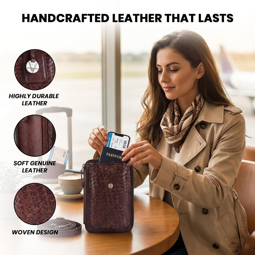 Genuine Leather Small Crossbody Bag with Adjustable Detachable Strap U9334