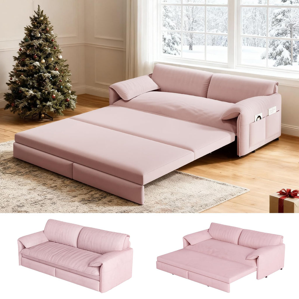Queen Size Velvet Sleeper Sofa Bed T539