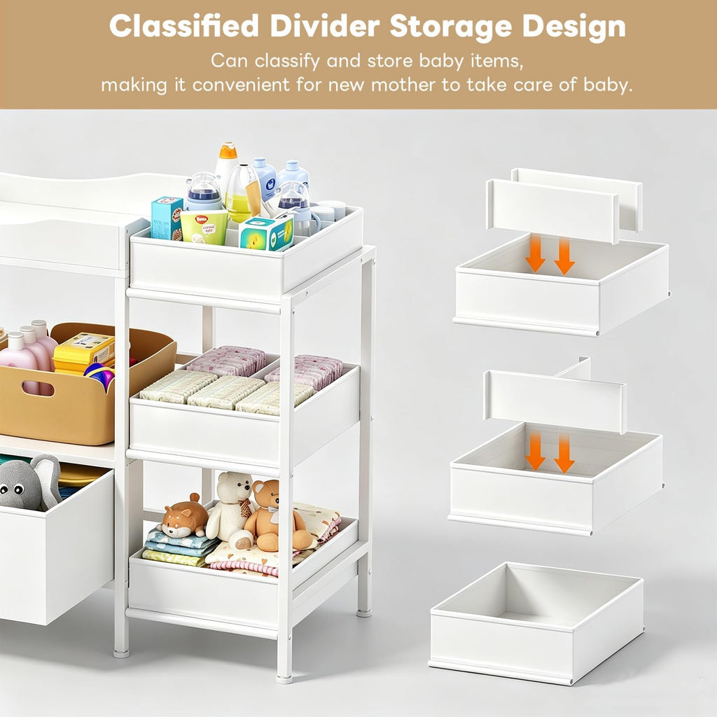 White Baby Changing Table with Storage K505352
