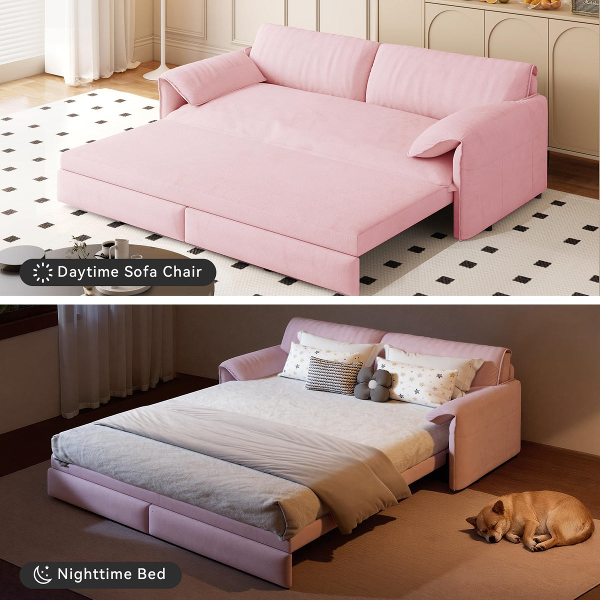 Queen Size Velvet Sleeper Sofa Bed T539