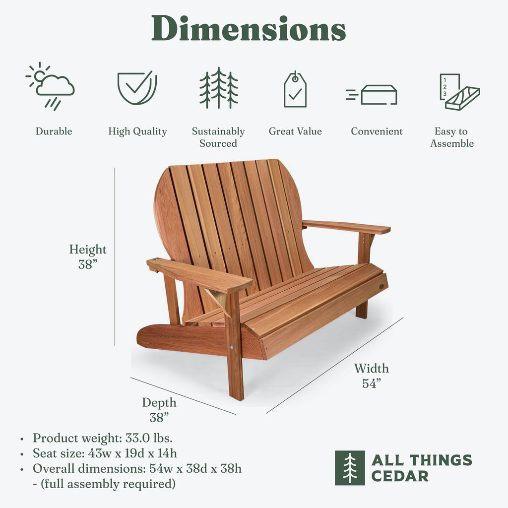 Adirondack Loveseat with Curved Armrests B999