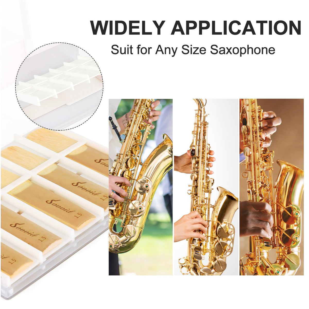 10 Pack Strength 1.5 Alto Saxophone Reeds with Plastic Box L1525