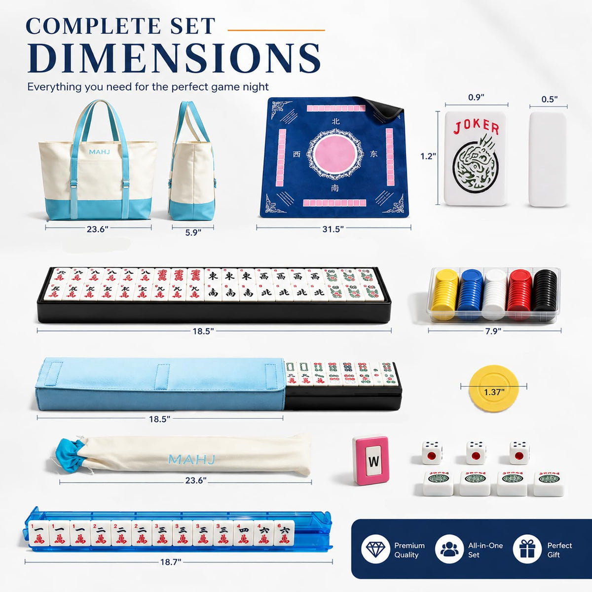 166 Deep Engraved Melamine Mahjong Set with Mat and 4 Racks I404