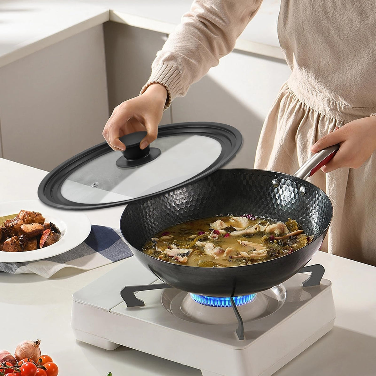 2 Pack Silicone Tempered Glass Universal Lid for Pots Pans and Skillets S779