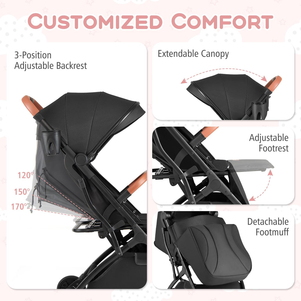 Lightweight Compact Stroller with One-Hand Fold and Canopy O78438