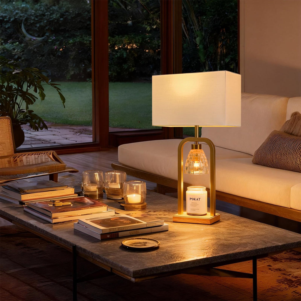 2 in 1 Gold Table Lamp with Candle Warmer S40274