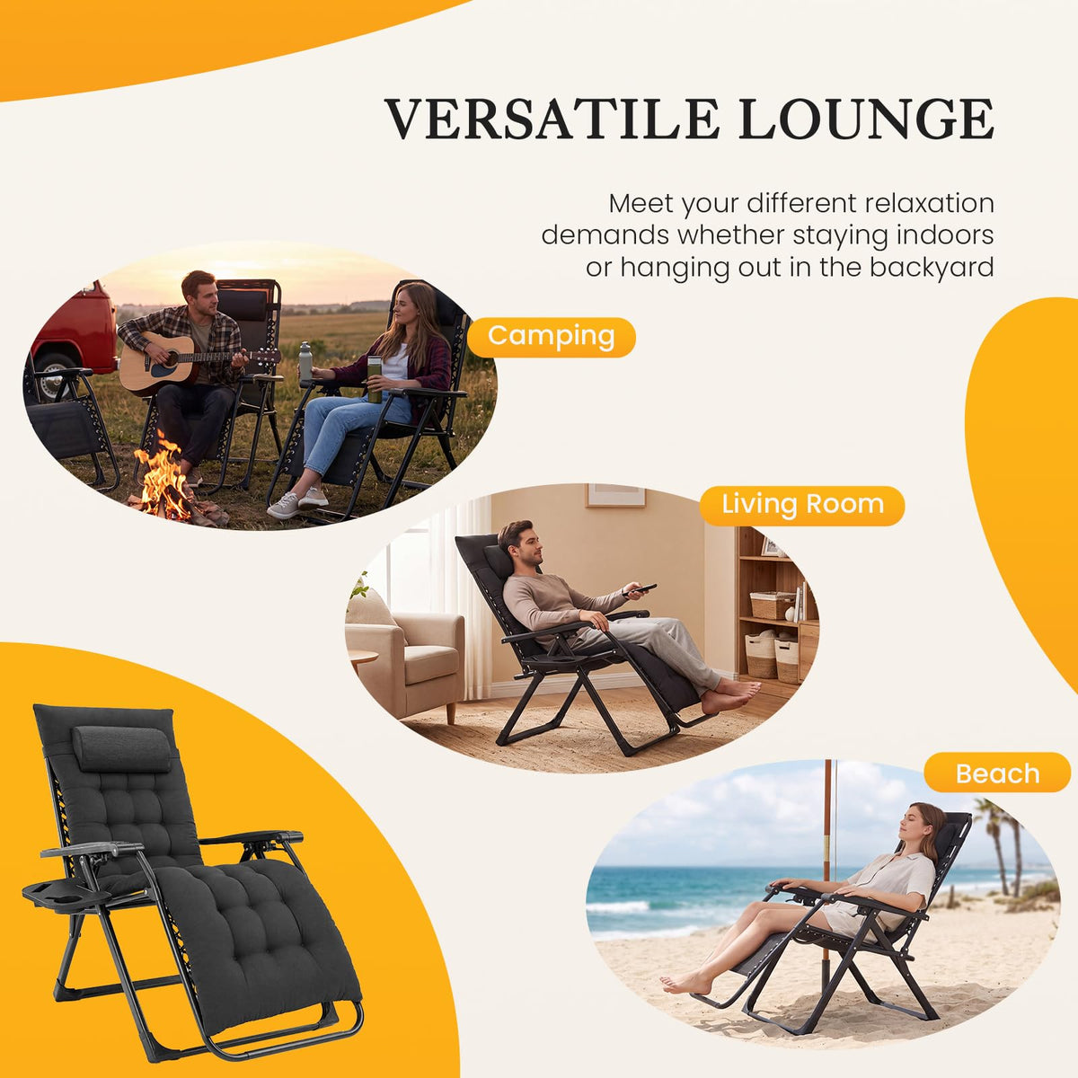 Zero Gravity Chair with Cup Holder Trays P741148