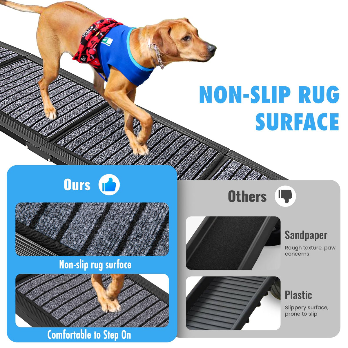 Folding Dog Ramp for Cars, 63"x17" Non-Slip Portable Pet Ramp N570
