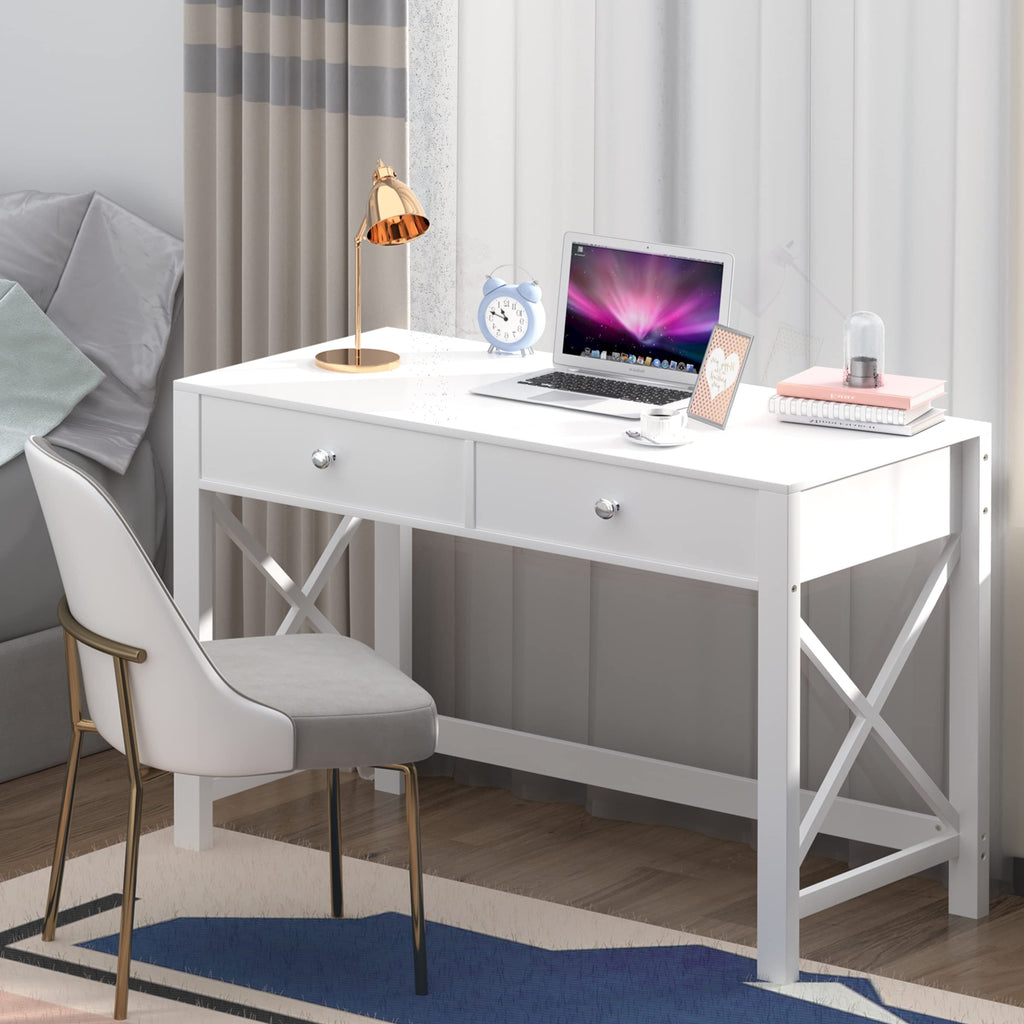 White Home Office Desk with Drawers K368911