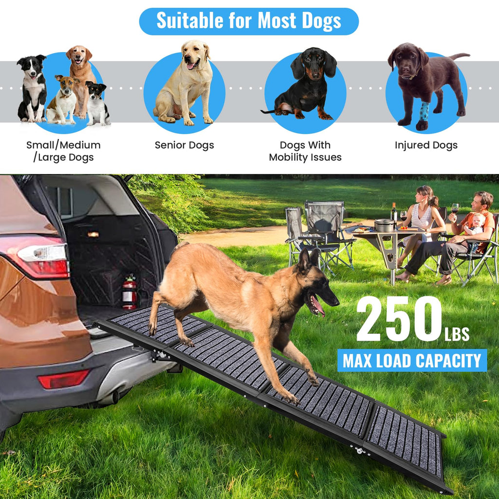 Folding Dog Ramp for Cars, 63"x17" Non-Slip Portable Pet Ramp N570