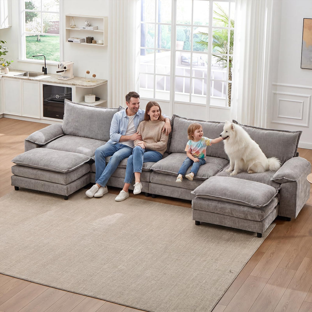Light Gray Chenille 2 Seater Sofa with Pillows S4405