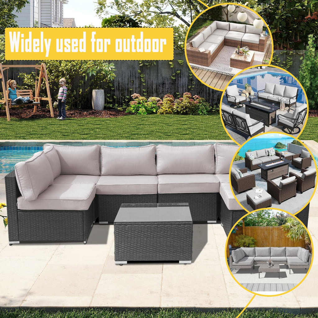 14 Piece Waterproof Outdoor Sofa Cushion Replacement with Zippers P5983
