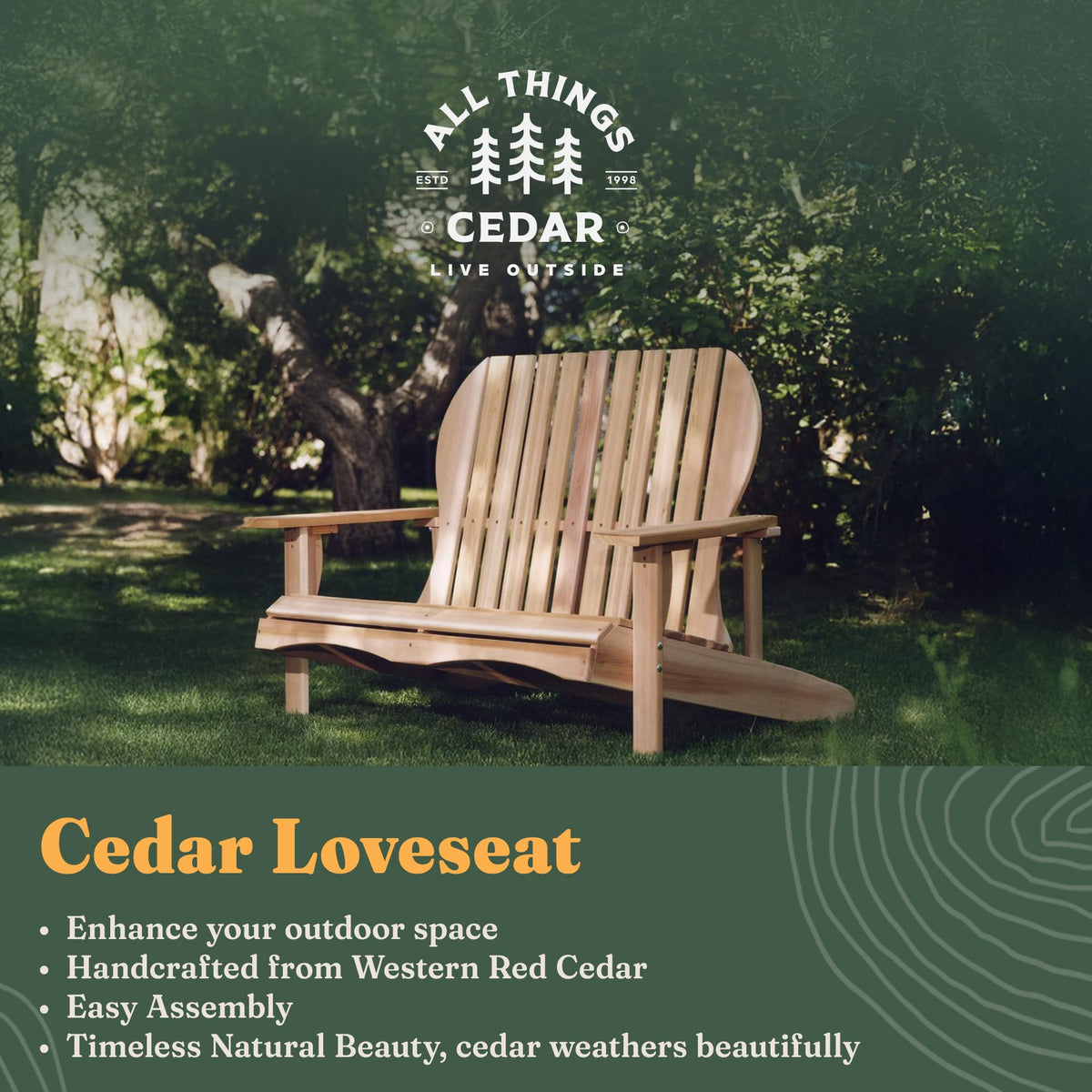 Adirondack Loveseat with Curved Armrests B999
