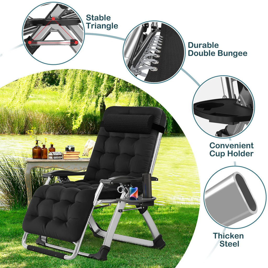 Zero Gravity Folding Outdoor Lounge Chair with Cup Holder B458796