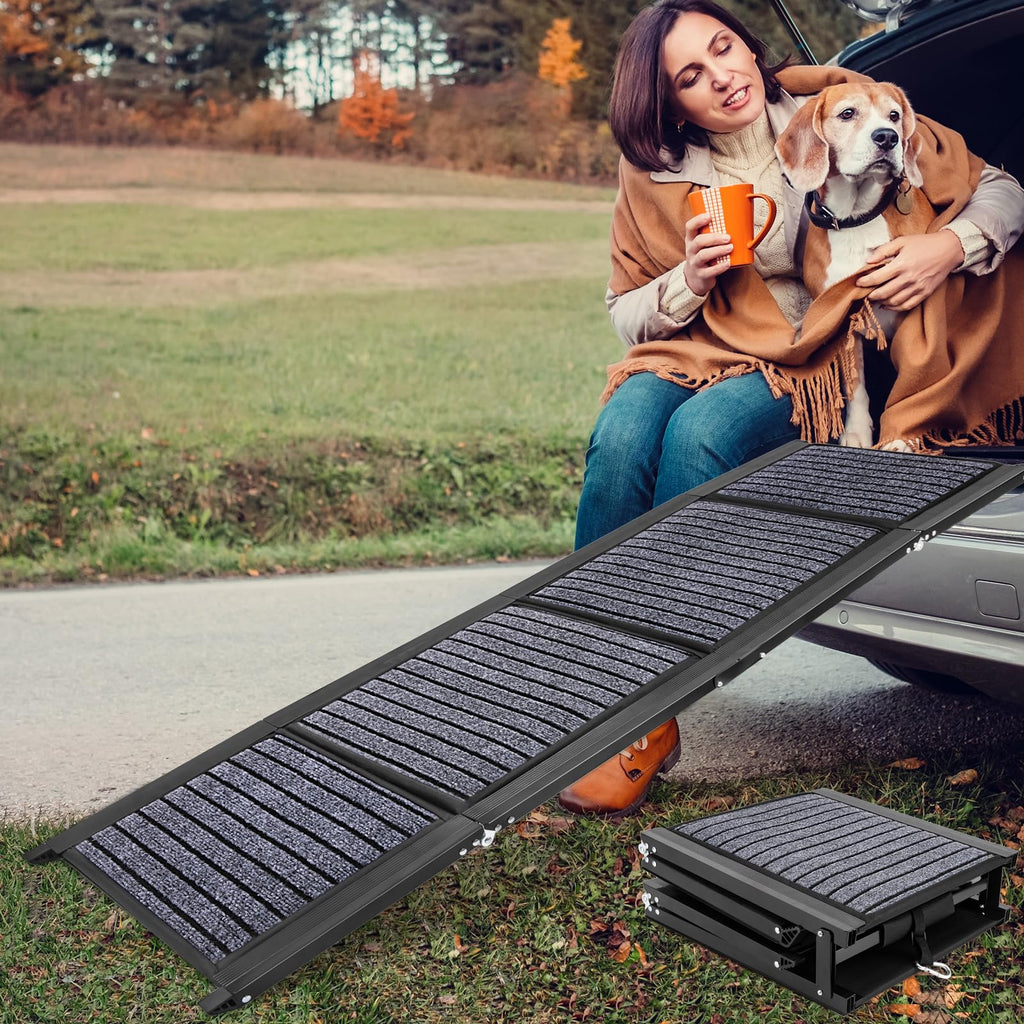 Folding Dog Ramp for Cars, 63"x17" Non-Slip Portable Pet Ramp N570