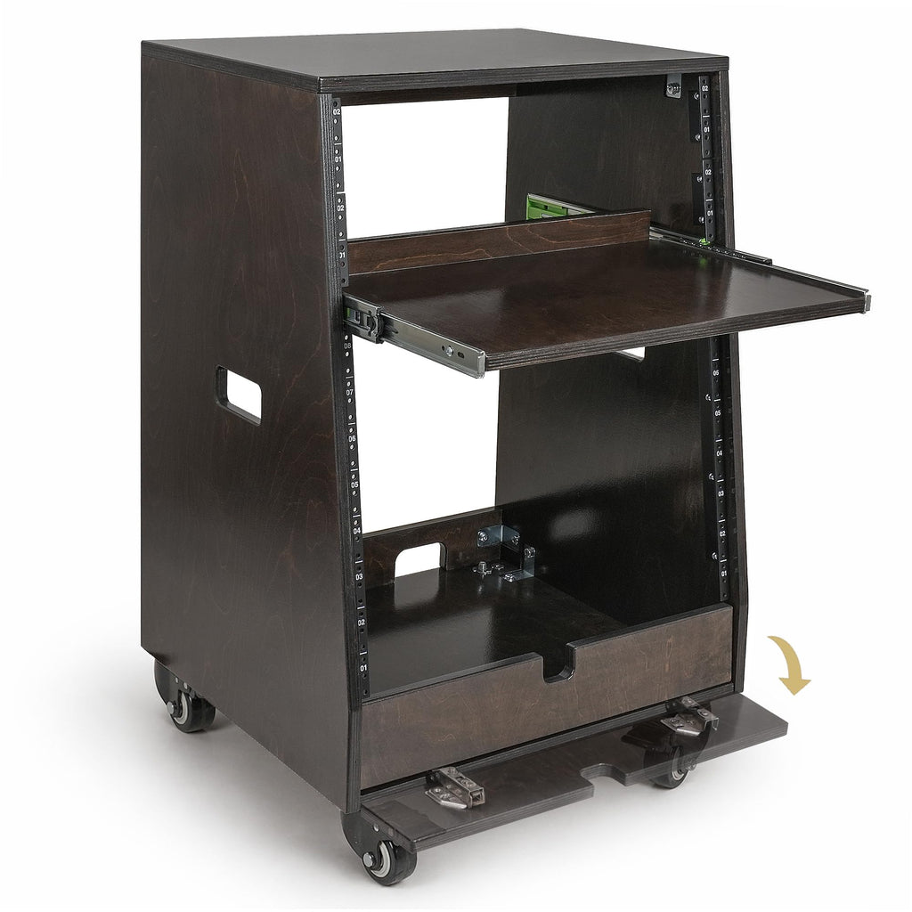 12U Studio Rack with Slide-Out Tray and Casters E9153