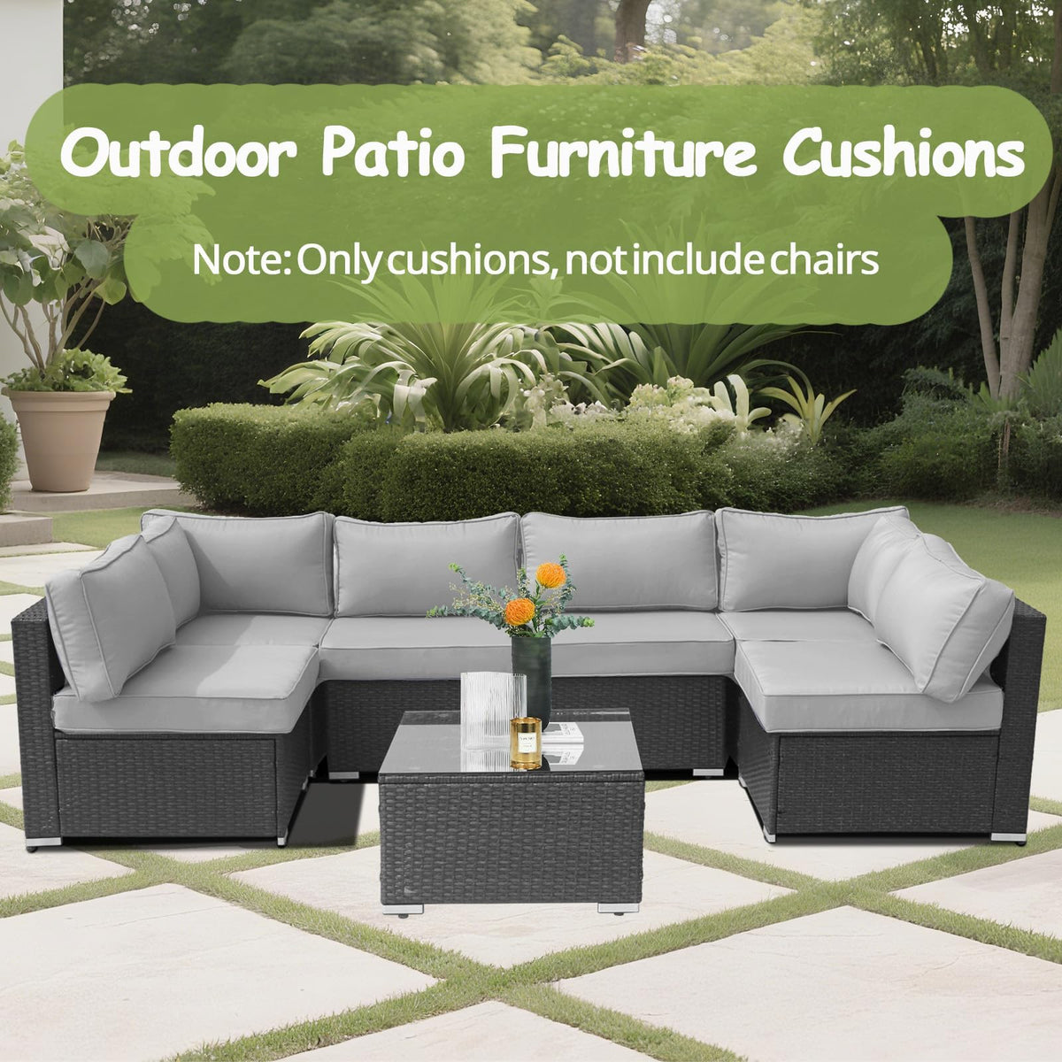 14 Piece Waterproof Outdoor Sofa Cushion Replacement with Zippers P5983