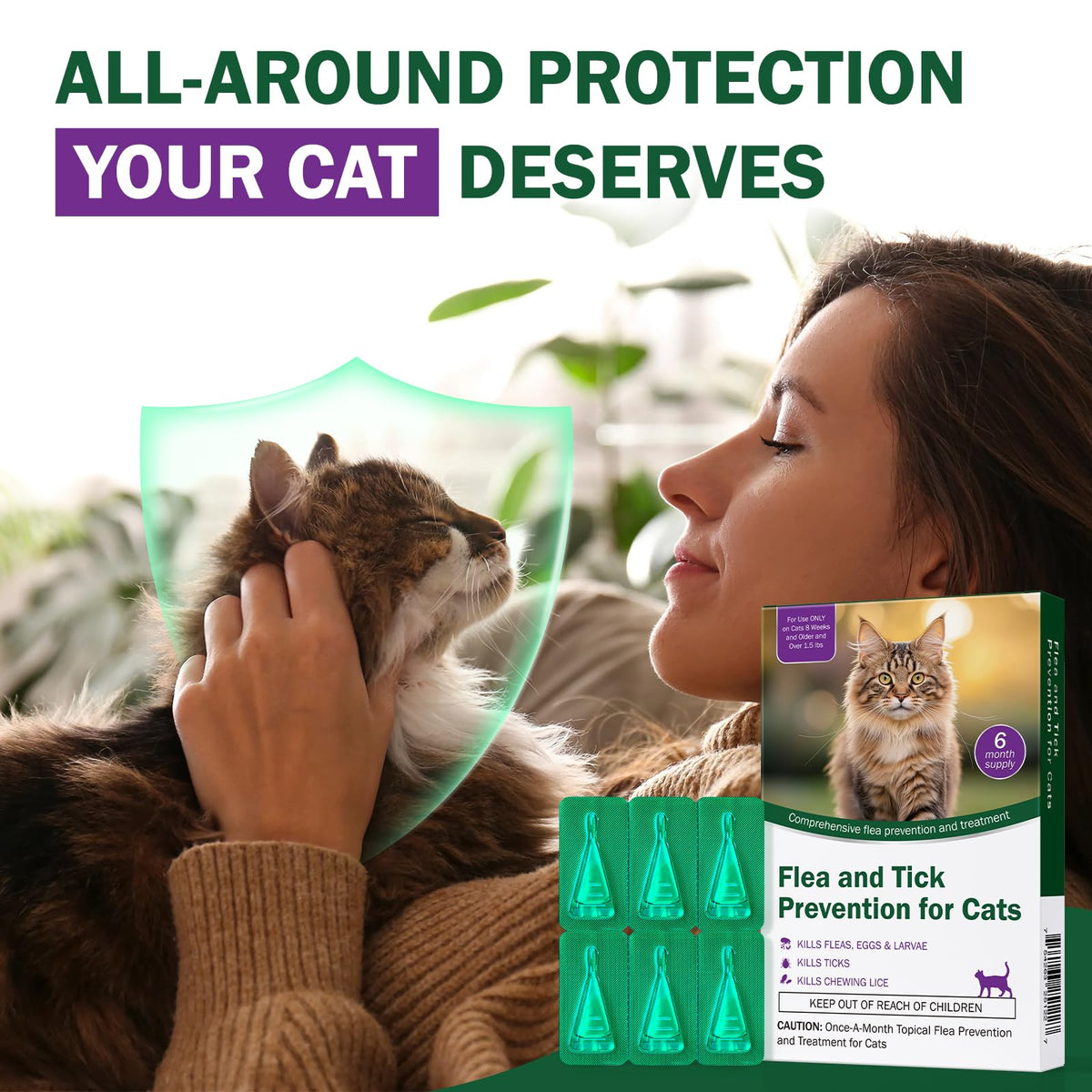 Flea and Tick Prevention for Cats Over 1.5 lbs D65974