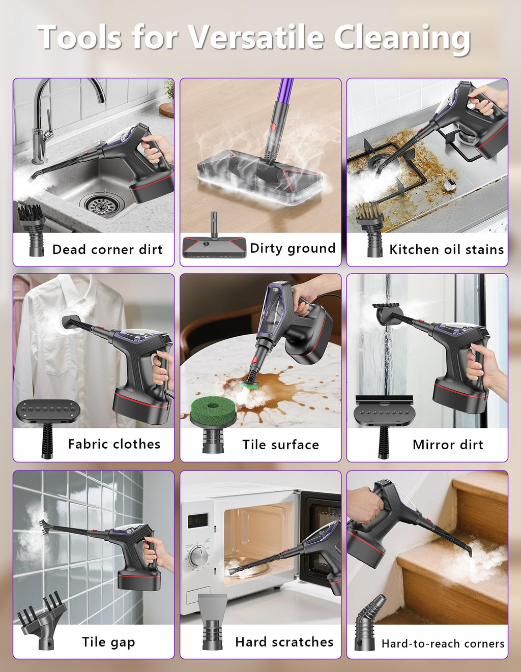 Heavy Duty All-in-One Steam Mop with Detachable Handheld Steamer V123767