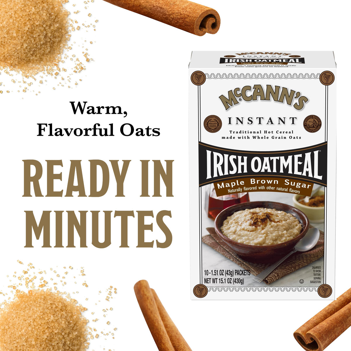 Instant Irish Oatmeal, Maple & Brown Sugar, 10 Packets P3835