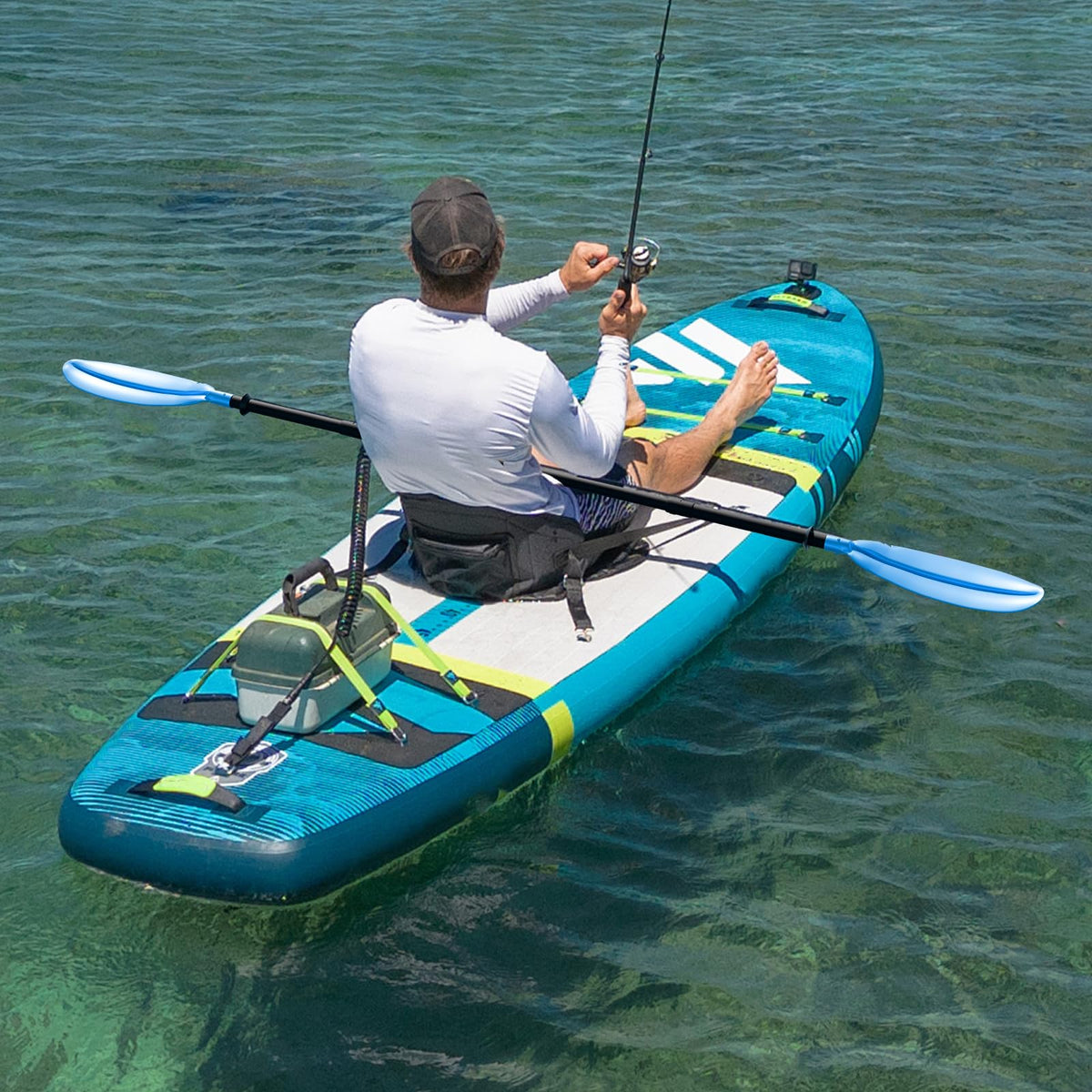 Adjustable Lightweight Floating Kayak Paddle with Safety Rope U582494