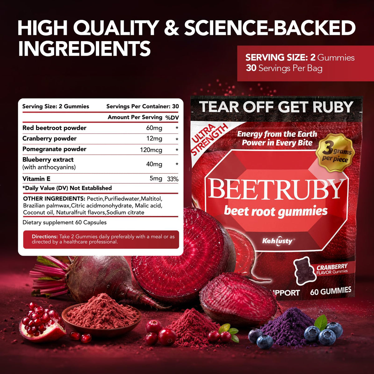 Nitric Oxide Beet Root Gummies, 60 ct P7313