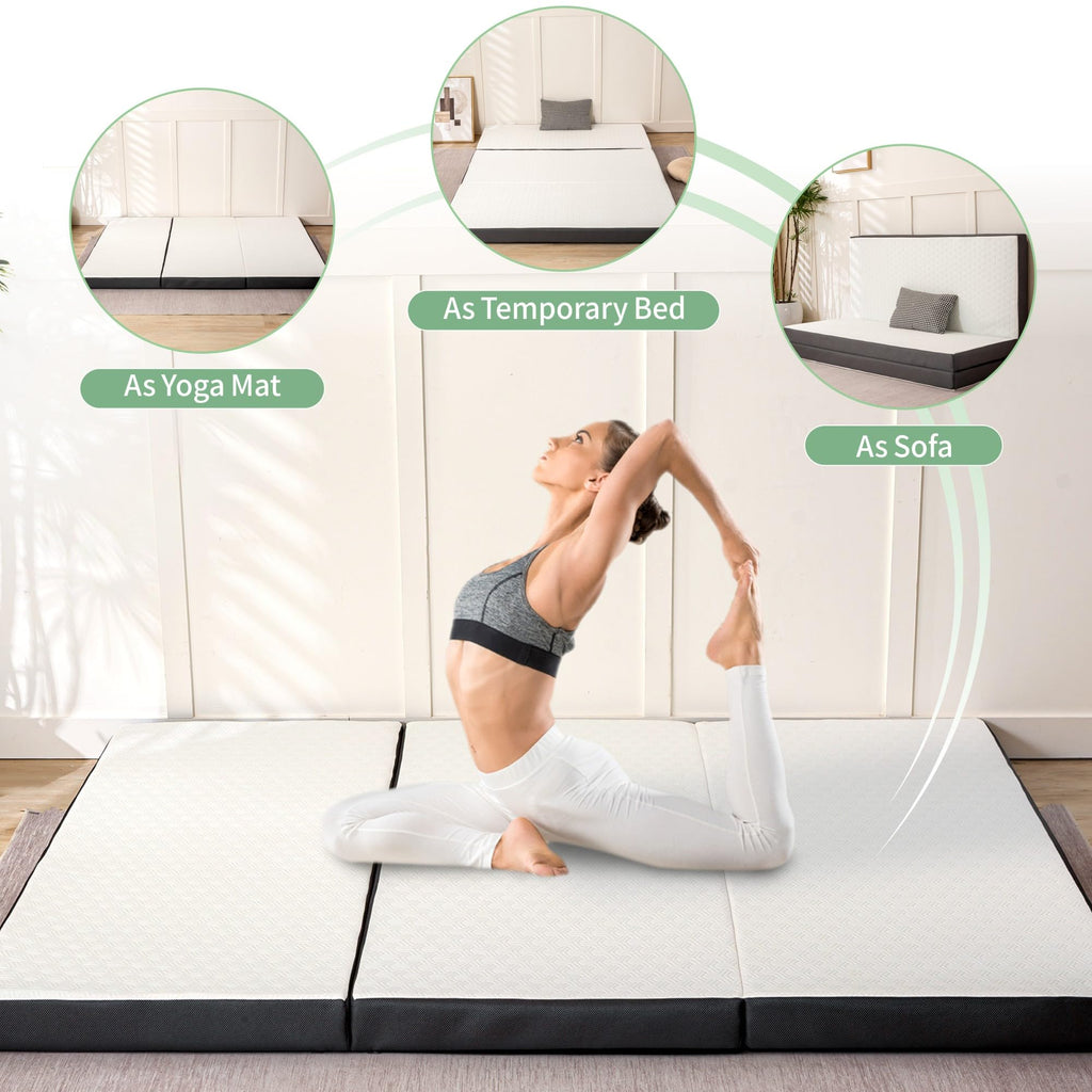 4 Inch Tri Fold Memory Foam Mattress with Washable Cover V518