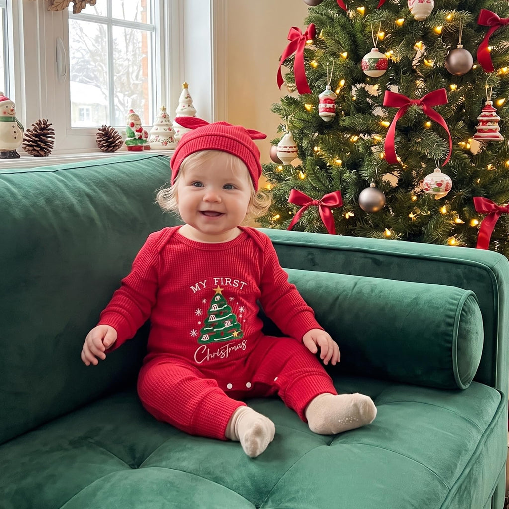 Christmas Baby Romper Jumpsuit Hat Set J444