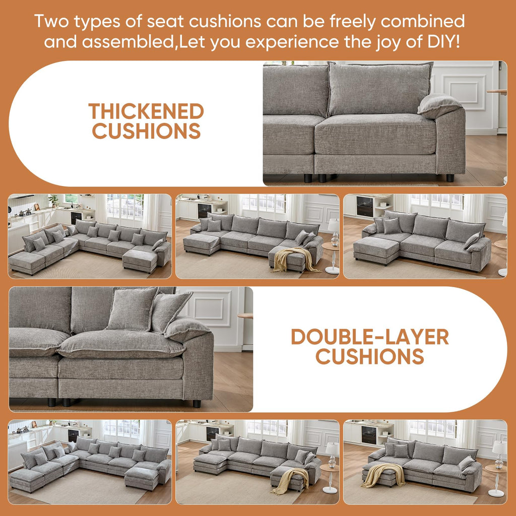 Light Gray Chenille 2 Seater Sofa with Pillows S4405