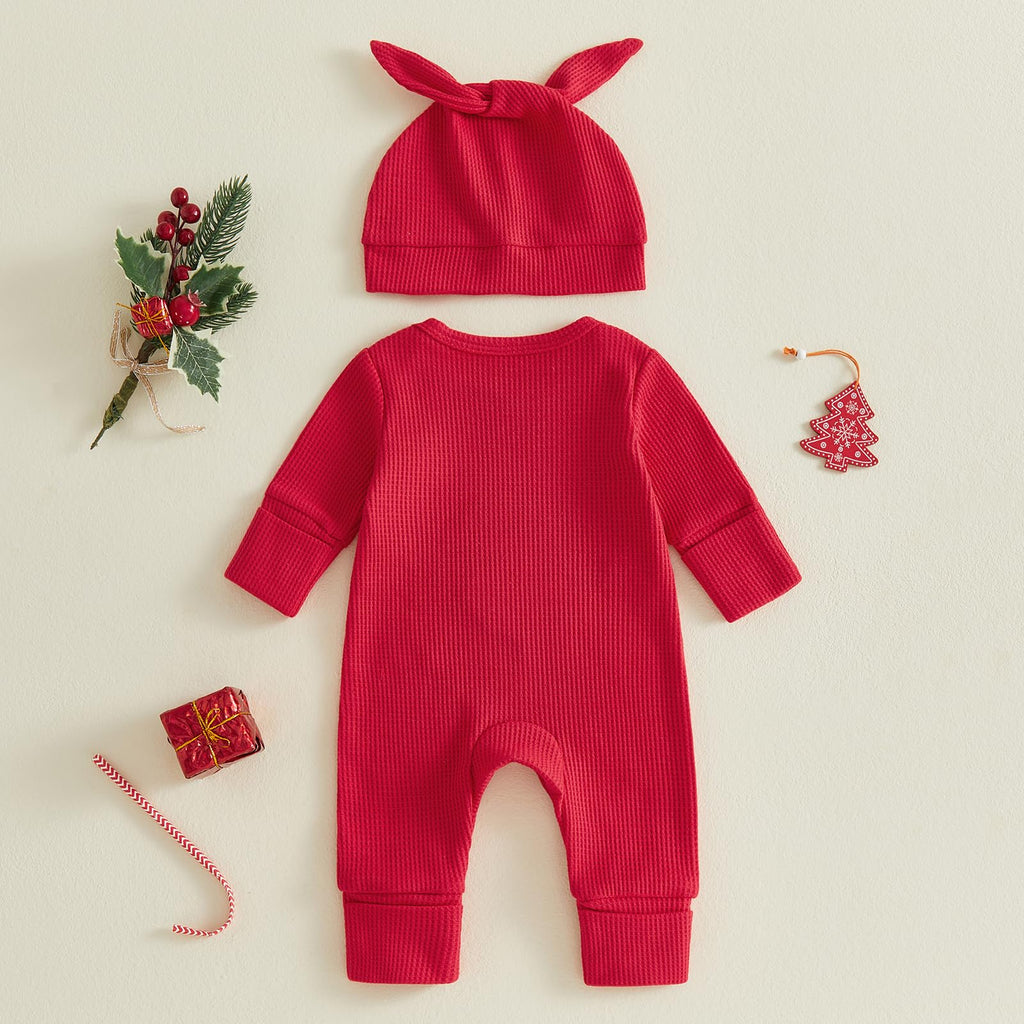 Christmas Baby Romper Jumpsuit Hat Set J444