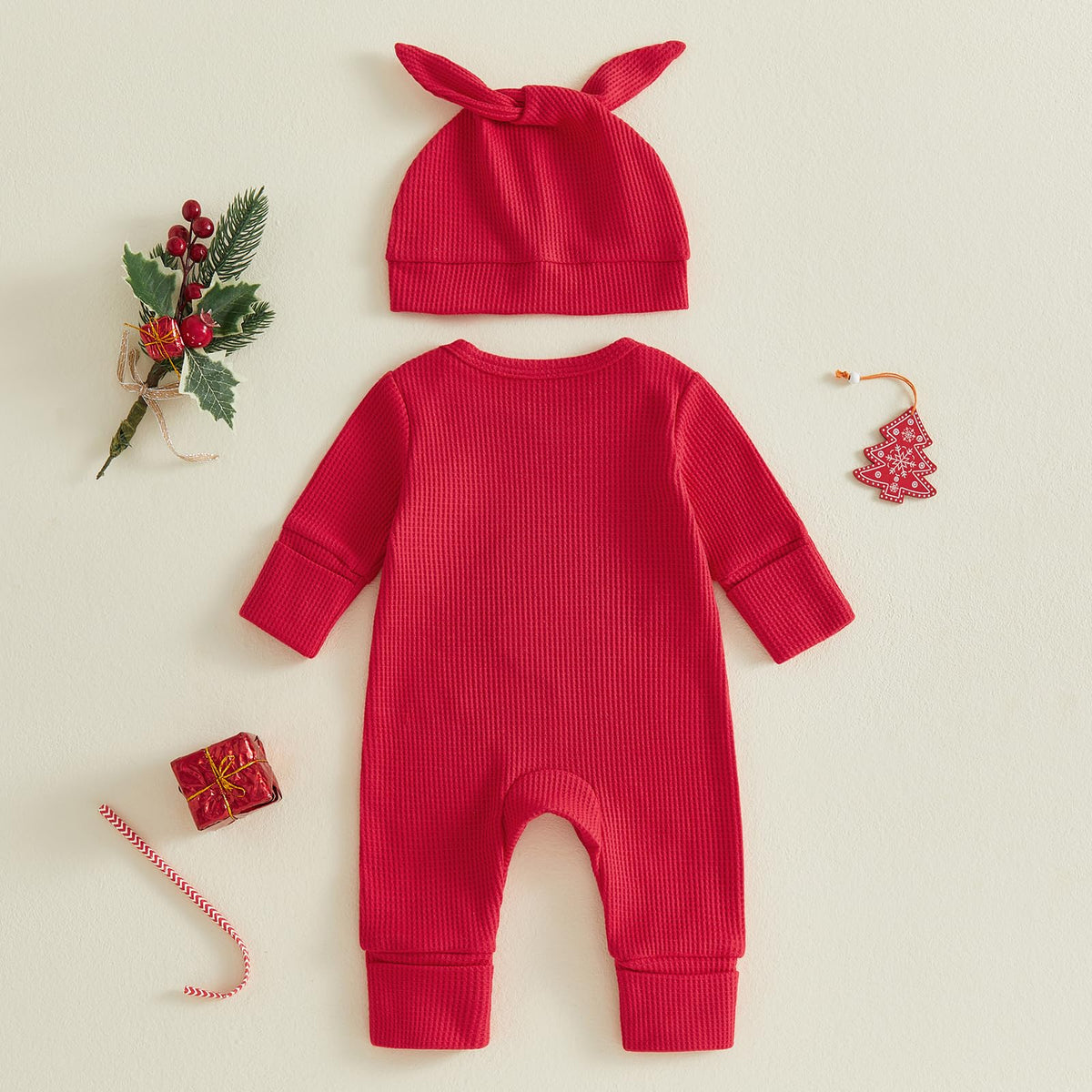 Christmas Baby Romper Jumpsuit Hat Set J444