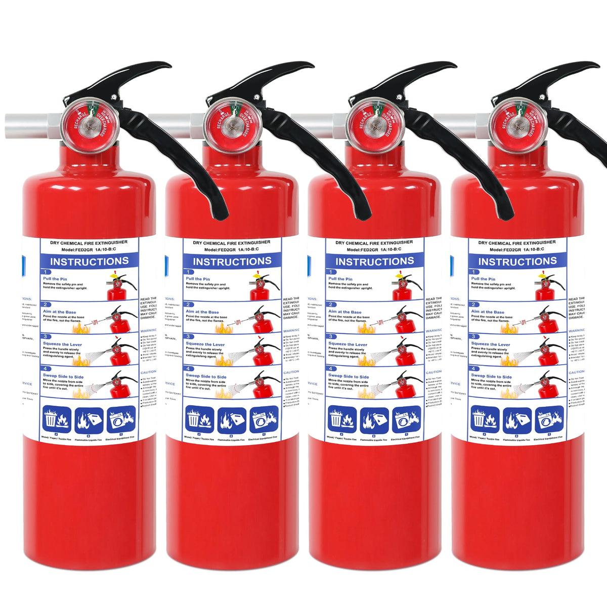 4 Pack ABC Dry Chemical Fire Extinguishers K787371