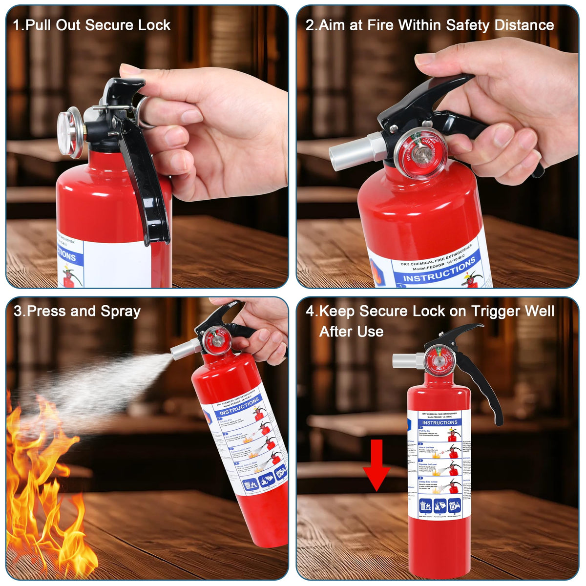 4 Pack ABC Dry Chemical Fire Extinguishers K787371