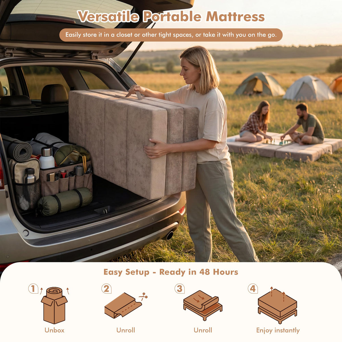 Foldable Twin 4 Inch Memory Foam Mattress E57129