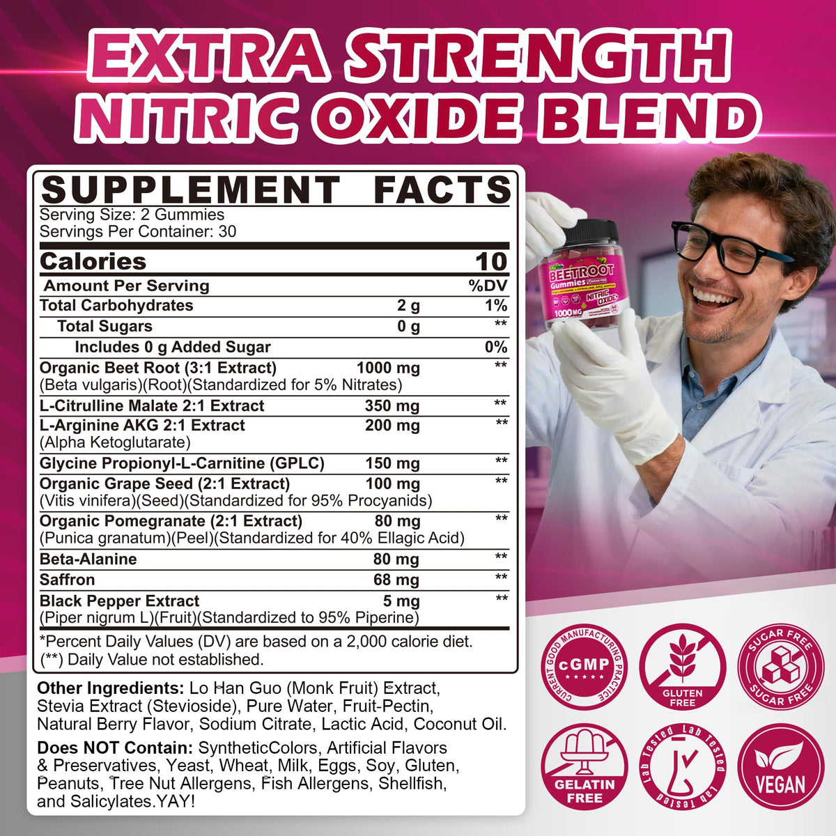 Sugar Free Beet Root Gummies with L-Citrulline & L-Arginine P88779