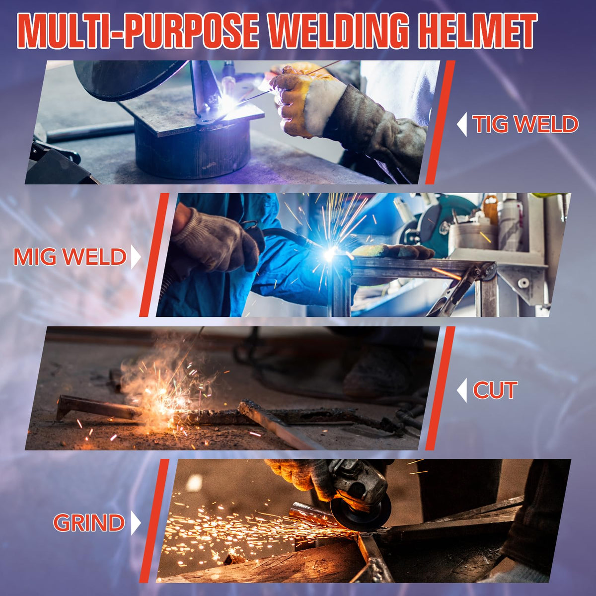 Auto Darkening Solar Powered Welding Helmet with 4 Arc Sensor V498