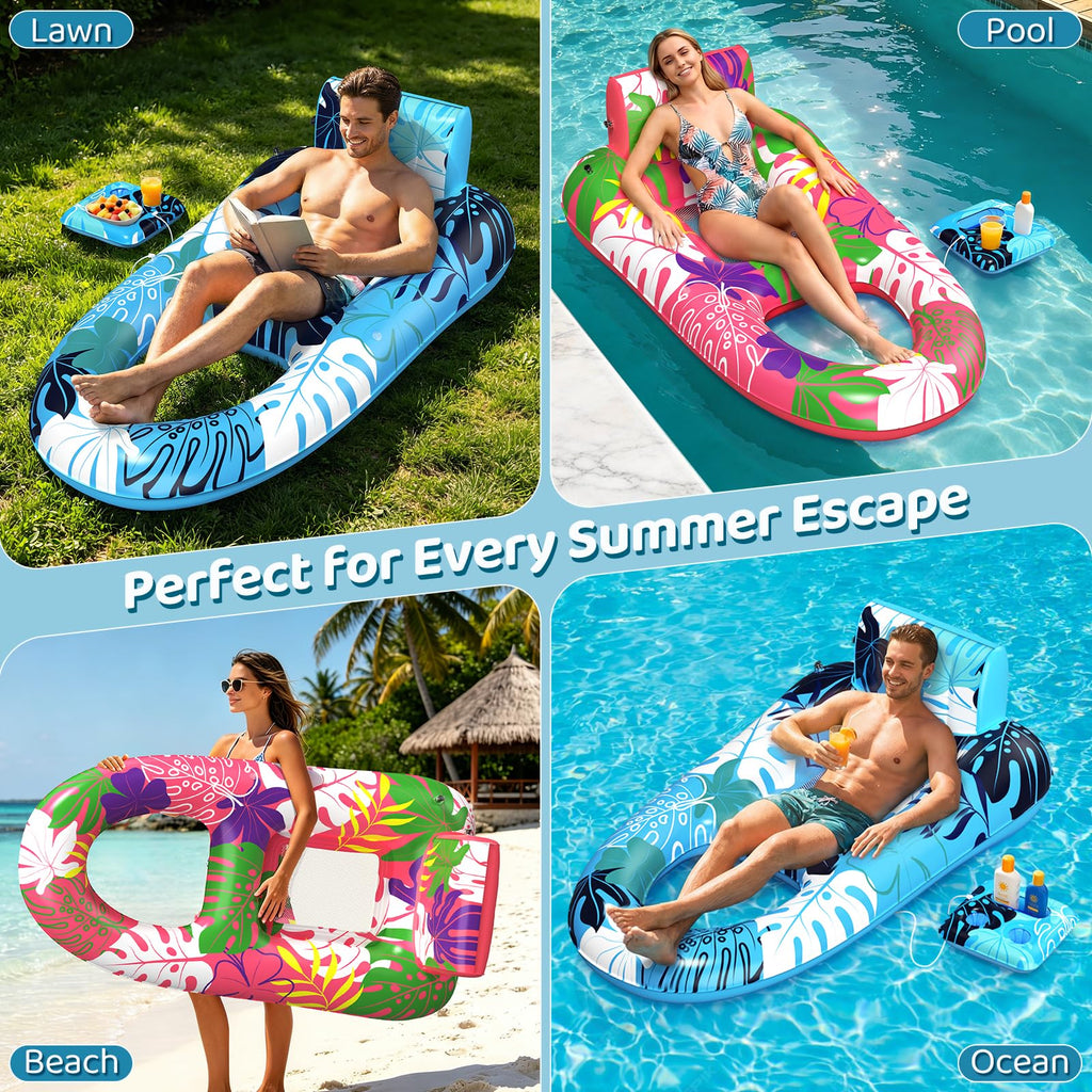 2 Pack Inflatable Pool Floats with Cup Holders H7276
