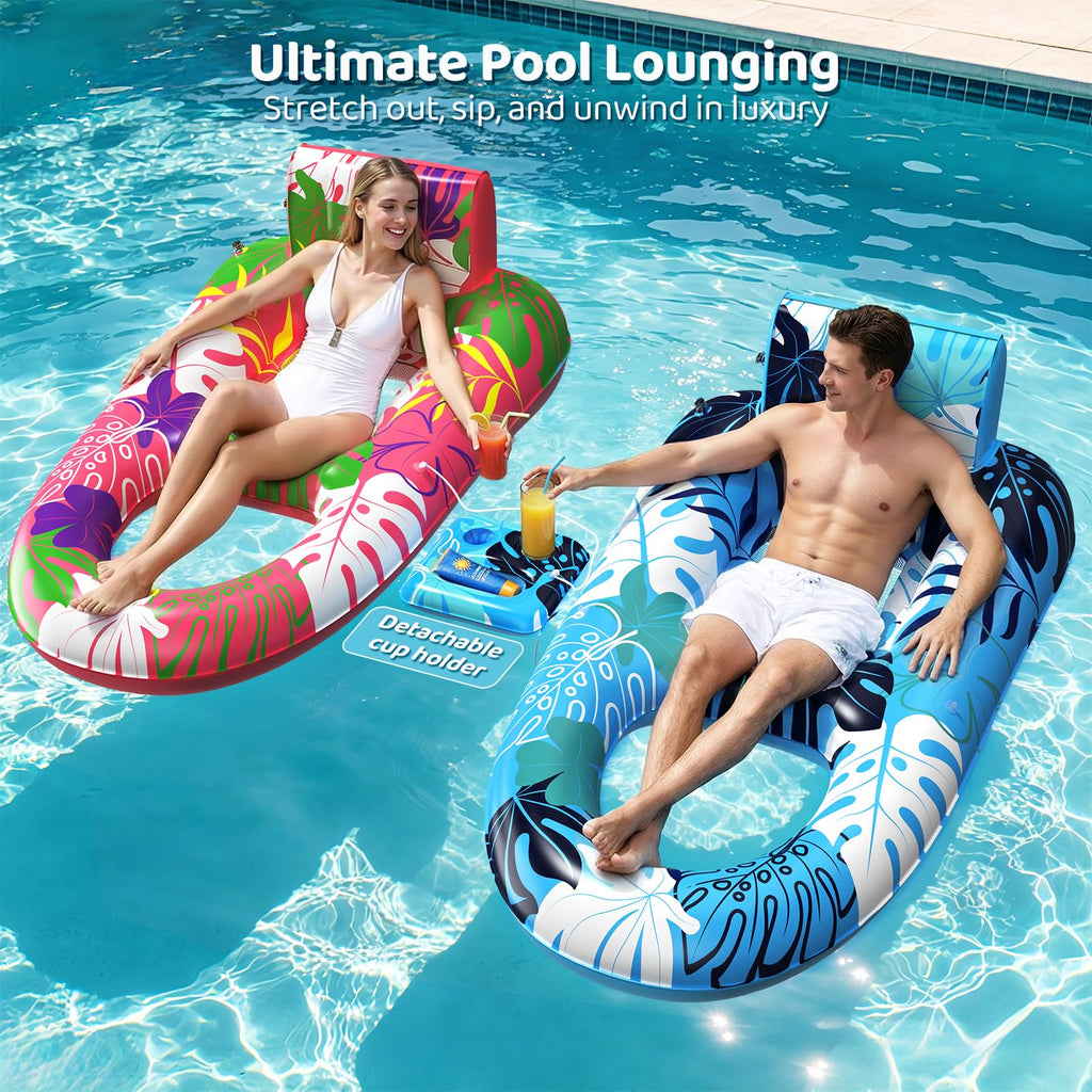 2 Pack Inflatable Pool Floats with Cup Holders H7276