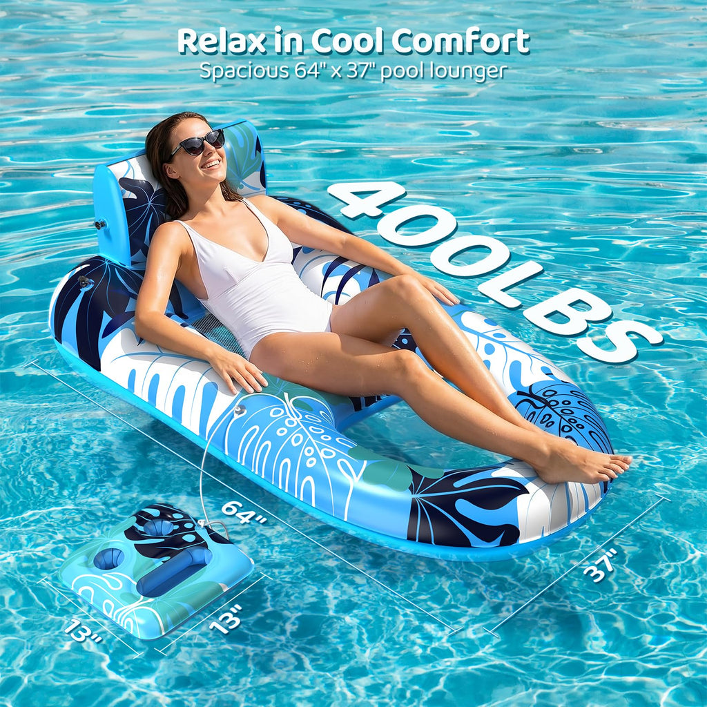 2 Pack Inflatable Pool Floats with Cup Holders H7276