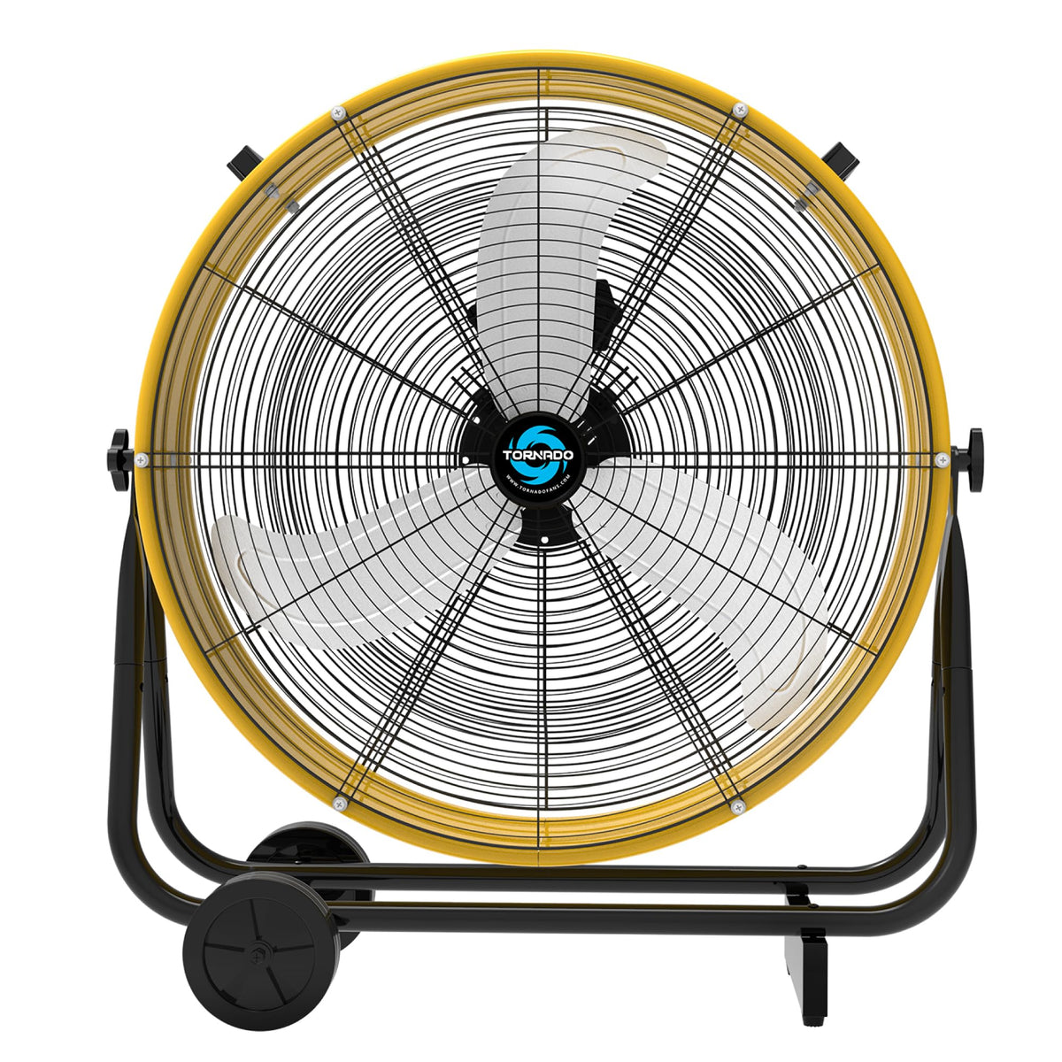 24 Inch High Velocity Tilt Metal Drum Fan Yellow 3 Speed R3125