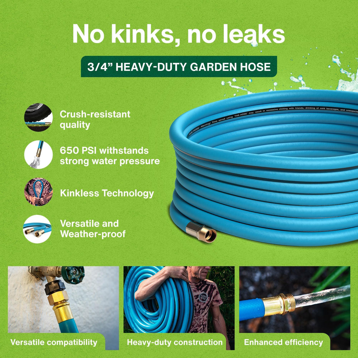 3/4 Inch 100 Ft Heavy Duty Garden Hose H15649