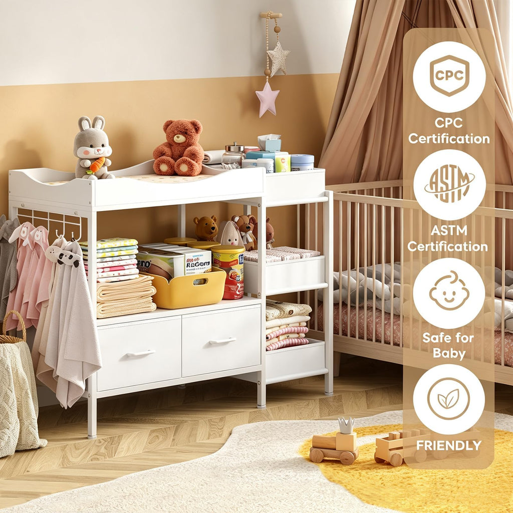 White Baby Changing Table with Storage K505352